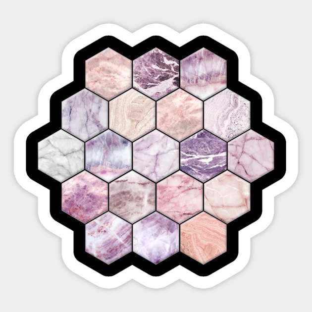 Rose Quartz and Amethyst Stone and Marble Hexagon Tiles Sticker by micklyn